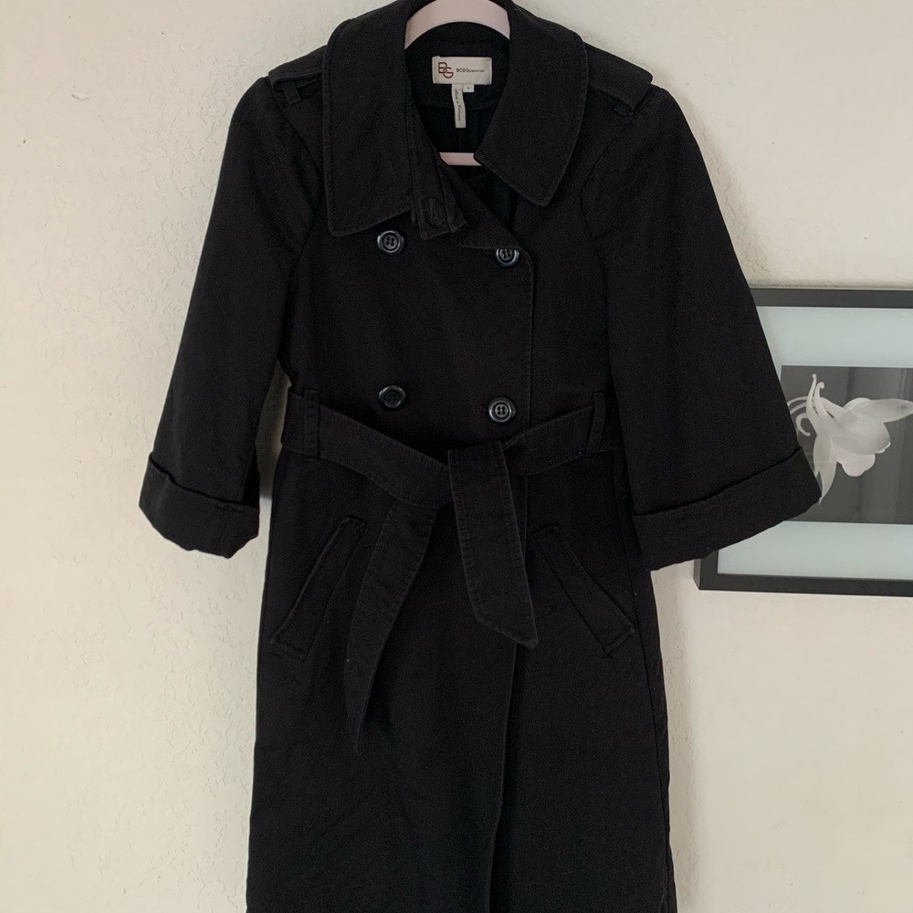 BCBG black trench coat